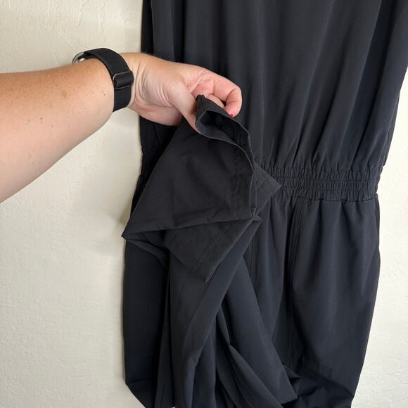 Athleta Roaming Black Sleeveless Smocked Scoop Back Slim Straight Leg Jumpsuit 6 - Picture 8 of 14